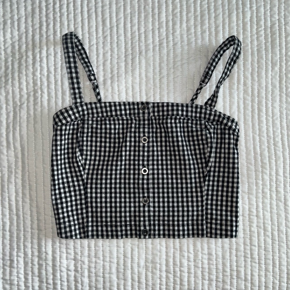 Hollister Black and White Gingham Top